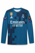 Real Madrid Teal Ronaldo 7 Long Sleeve Jersey (Regular)