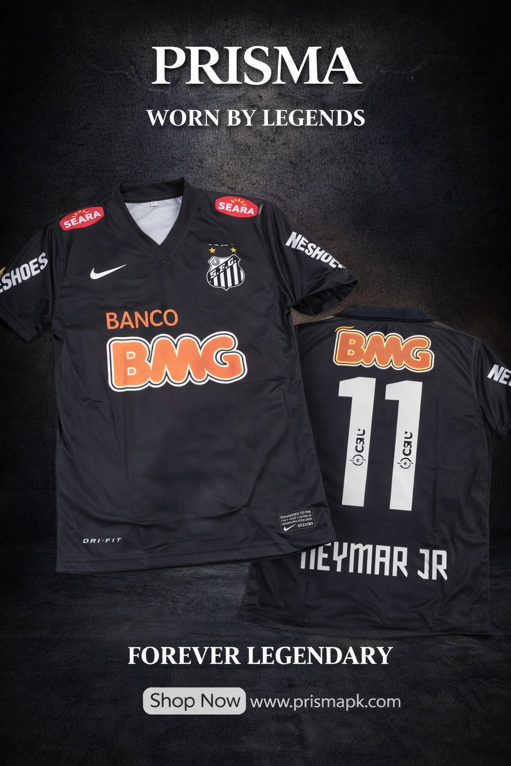 Neymar Black Away Jersey (Regular)