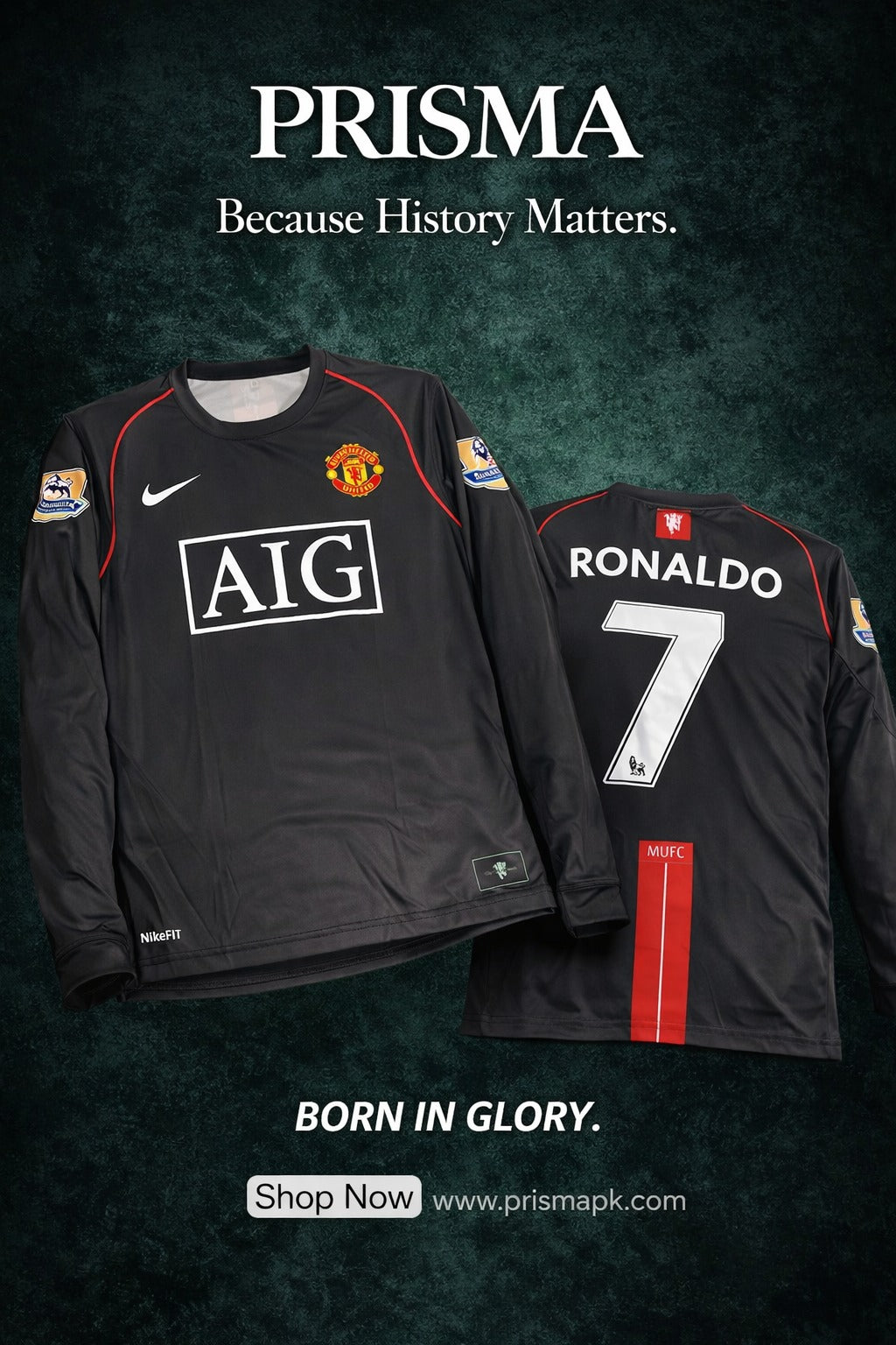 Man United 2007/08 Ronaldo 7 Black Jersey (Regular)