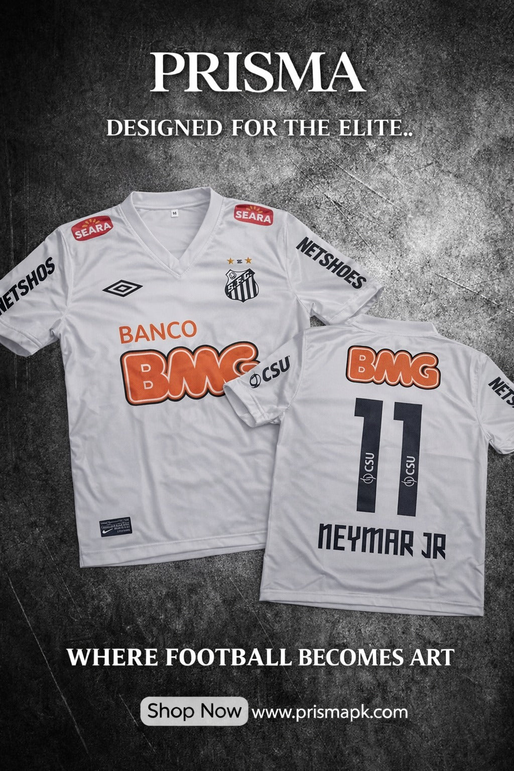 Neymar White Home Jersey (Regular)