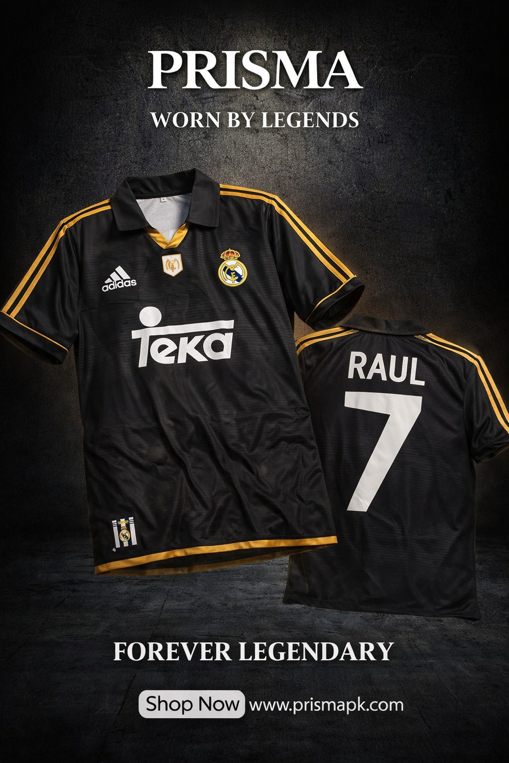 Real Madrid Teka Retro Black Jersey (Baggy)